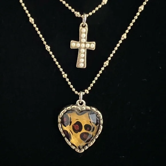 Betsey Johnson leopard heart and cross nec… - Picture 10 of 11